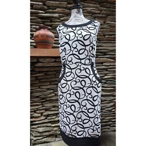 Size 6 London Times Black and White Filigree Dress